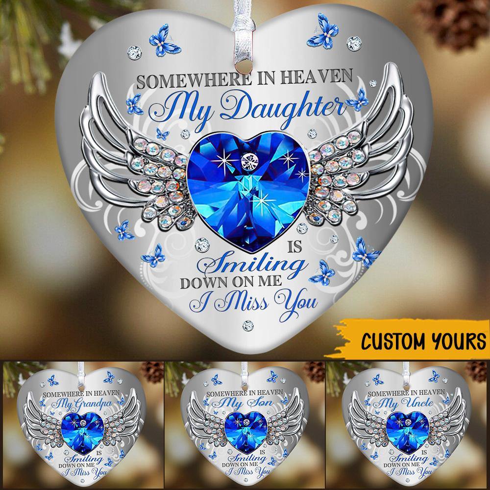 Memorial Custom Ornament Somewhere In Heaven My Angel Is Smiling Down On Me I Miss You Personalized Gift