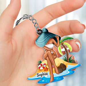 Beach Girl Gift, Personalized Keychain Besties Gift