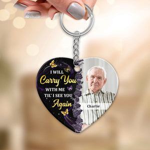 Glow Butterflies Family Memorial Remembrance Keepsake Photo Inserted Personalized Acrylic Keychain