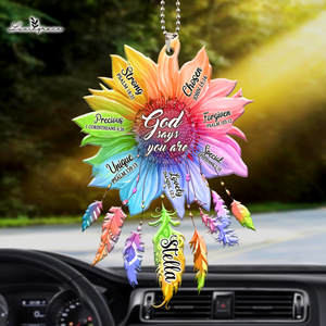 Personalized Rainbow Sunflower God Says Ornament