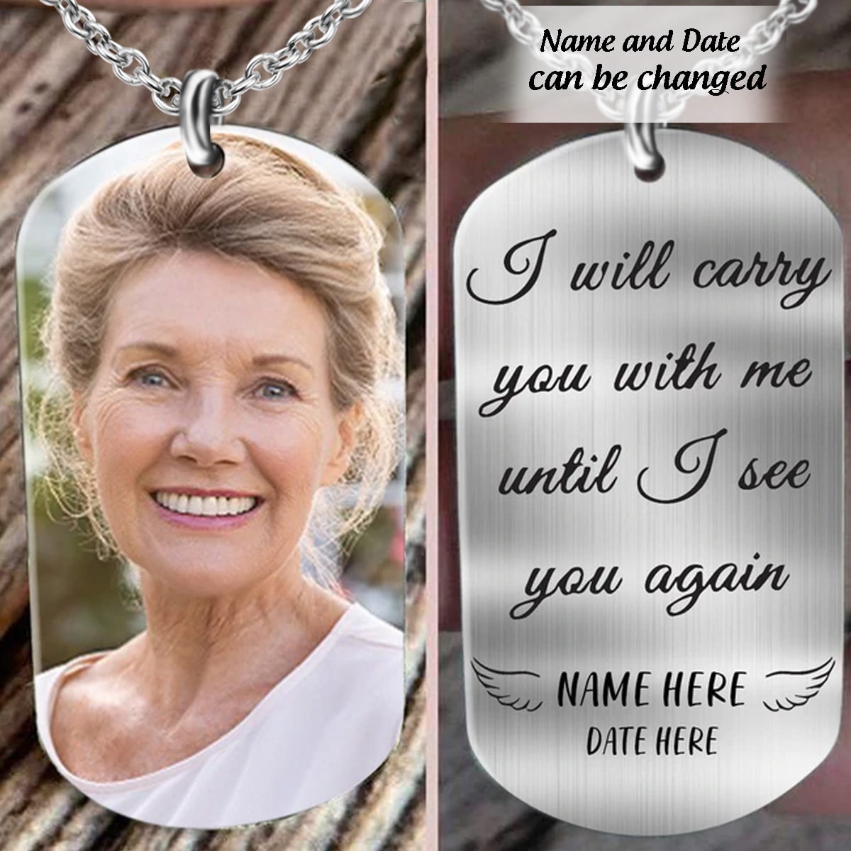 I Will Carry You With Me Until I See You Again Personalized Stainless Steel Necklace