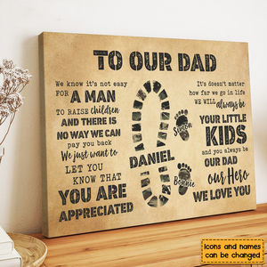 Personalized Gift To My Dad Camo Footprints Poster