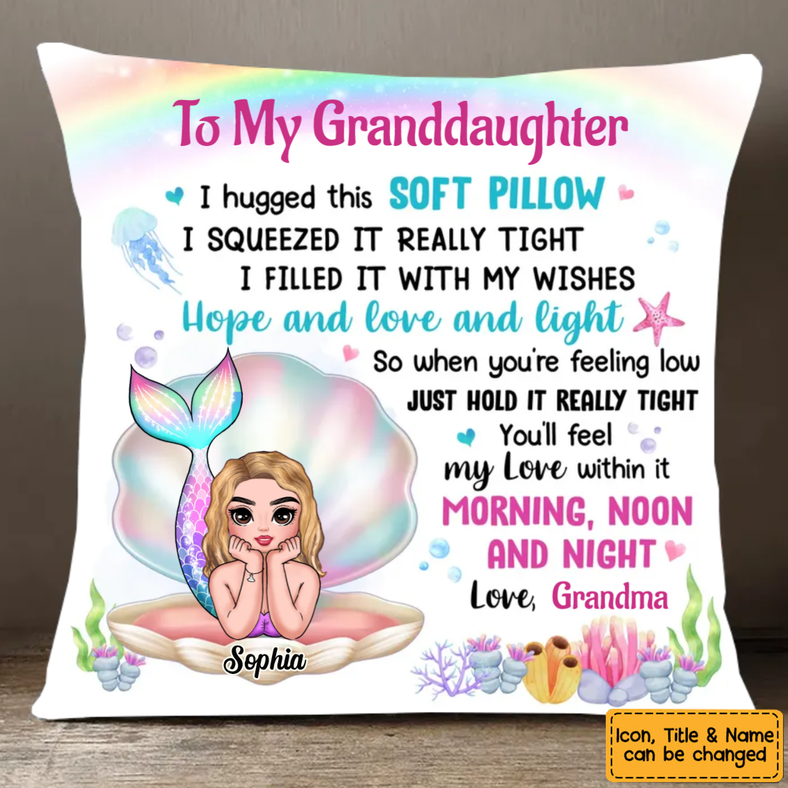 Personalized To My Granddaughter From Grandma Mermaid Pillow