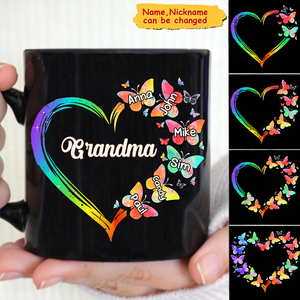 Personalized Grandma Mom Heart Butterflies Mother's Day Best Gift Mug