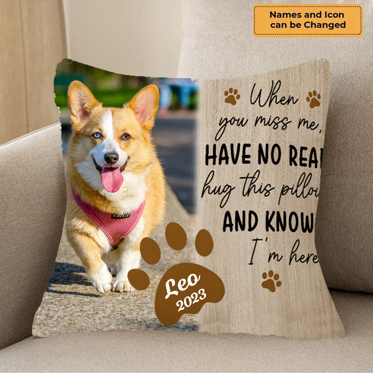 Pet Lover - Custom Photo Hug This Pillow And Know I'm Here - Personalized Pillow