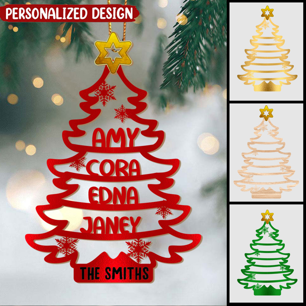 Unique Christmas Family Pine Tree Custom Member Names Personalized Ornament